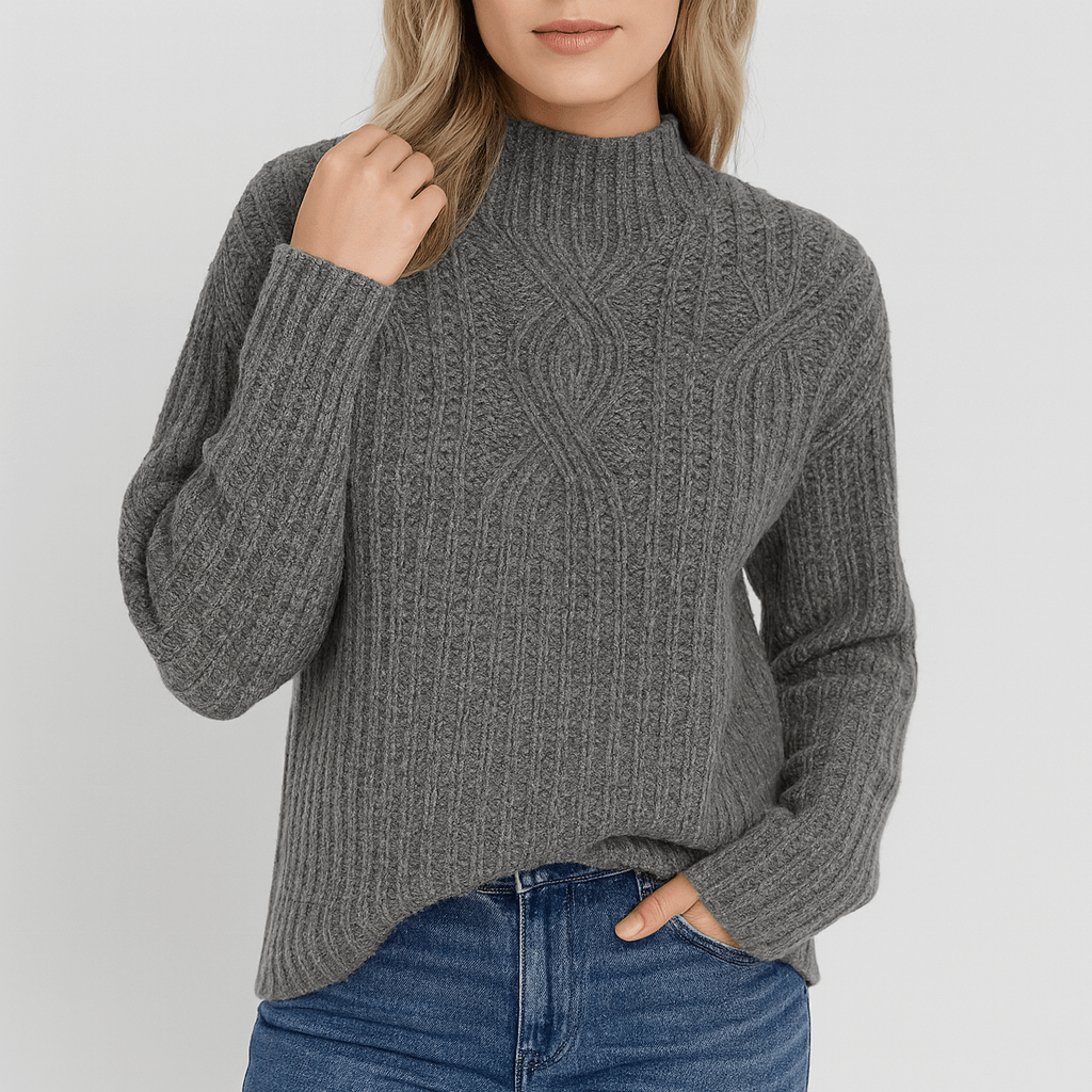 Klasyczny krój z okrągłym dekoltem miękki sweter