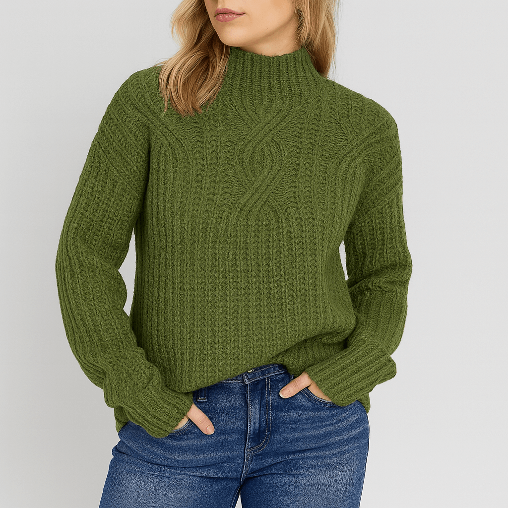 Klasyczny krój z okrągłym dekoltem miękki sweter