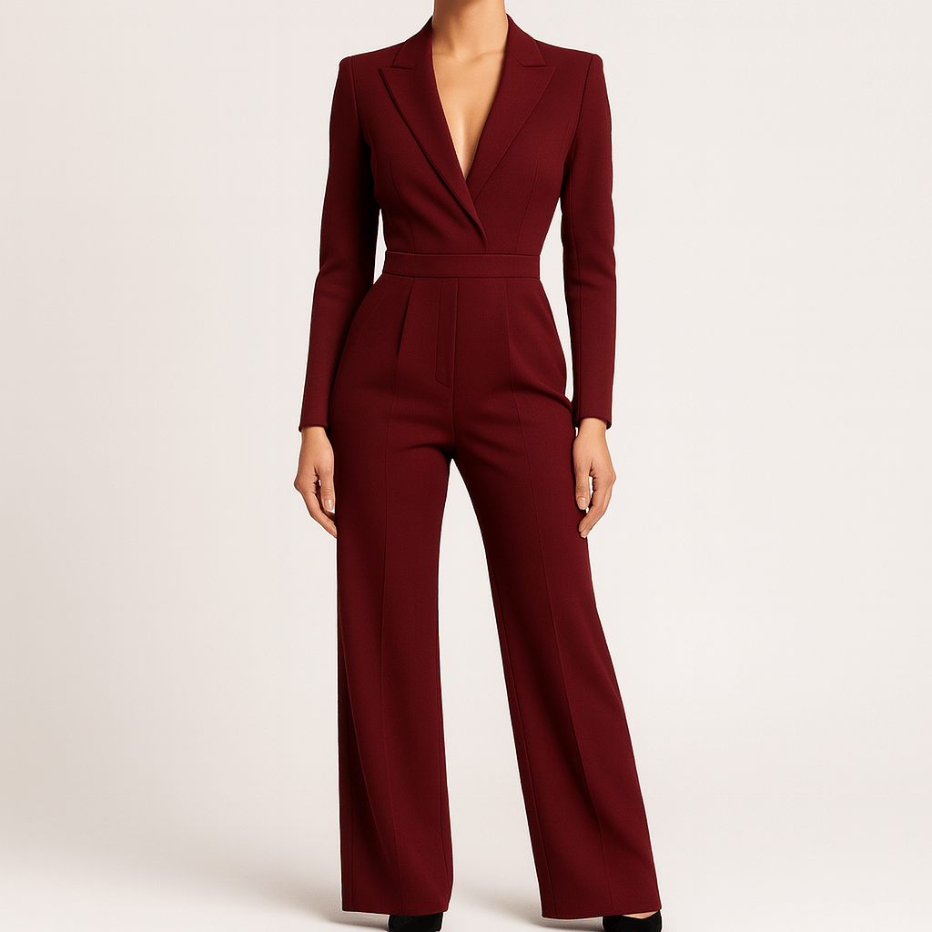 Elegancki kombinezon z długim rękawem kopertowy fason